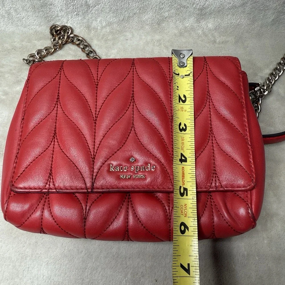 Kate Spade New York Quilted Crossbody Bag‎ Red With Gold Chain Strap